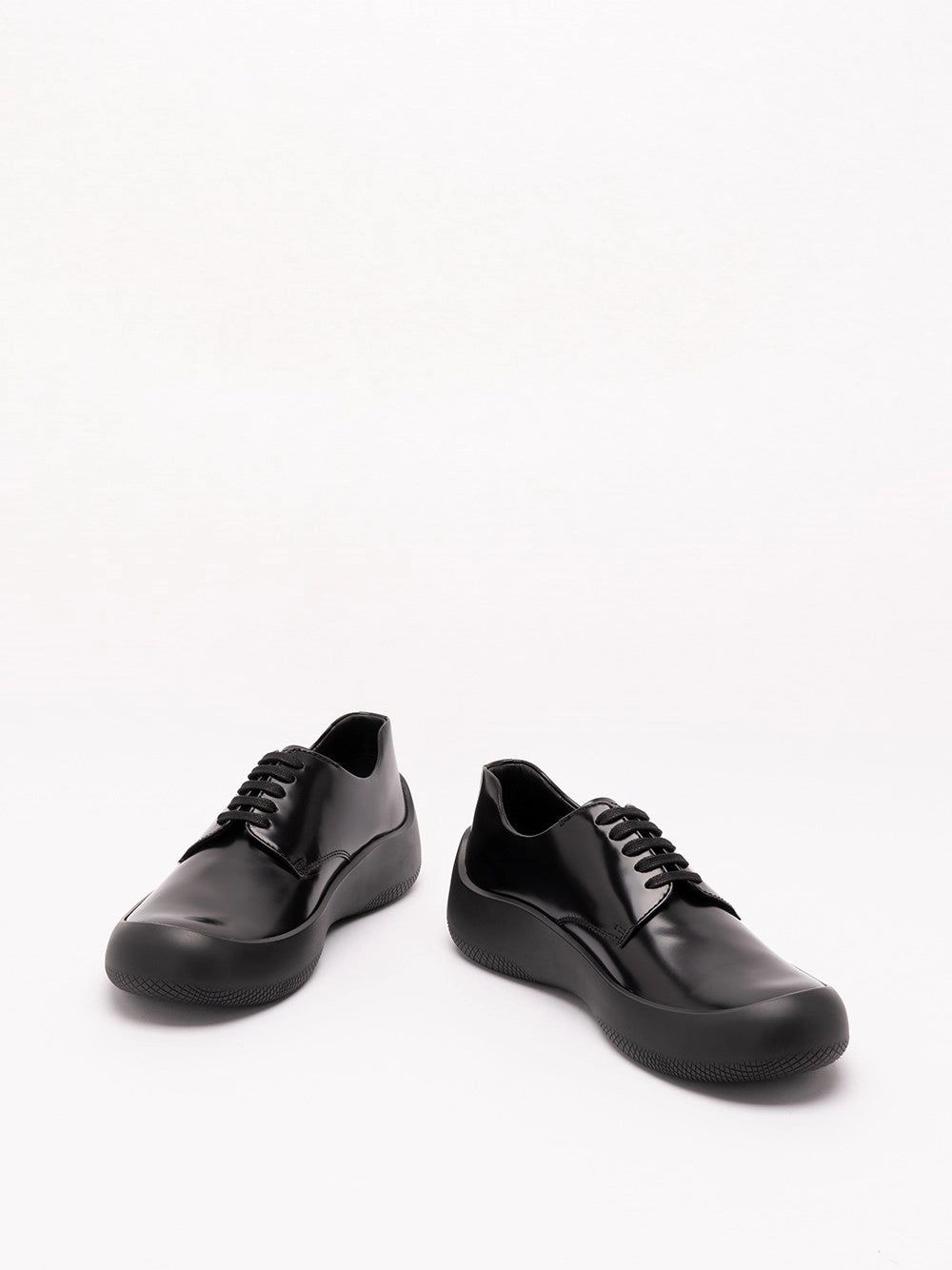 Prada Prada Men Brushed Leather Laced Shoes
