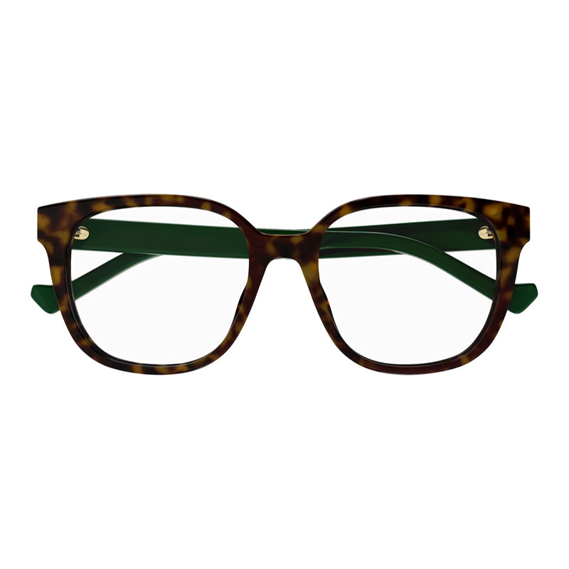 Gucci Eyeglasses Square Full Rim, Dark Havana Frame and Clear Demo Lenses Lens GG1305OA002