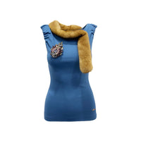 Dsquared2 Dsquared2 Mink Collar Sleeveless Top Women