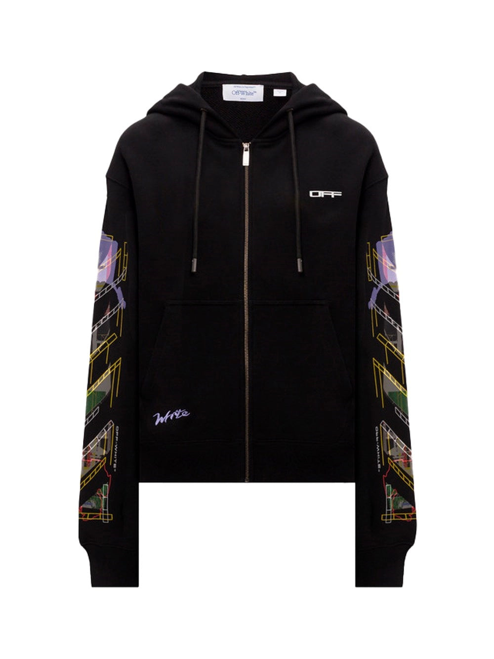 Off White Men `Archigeography Arrow Skate` Zip Hoodie