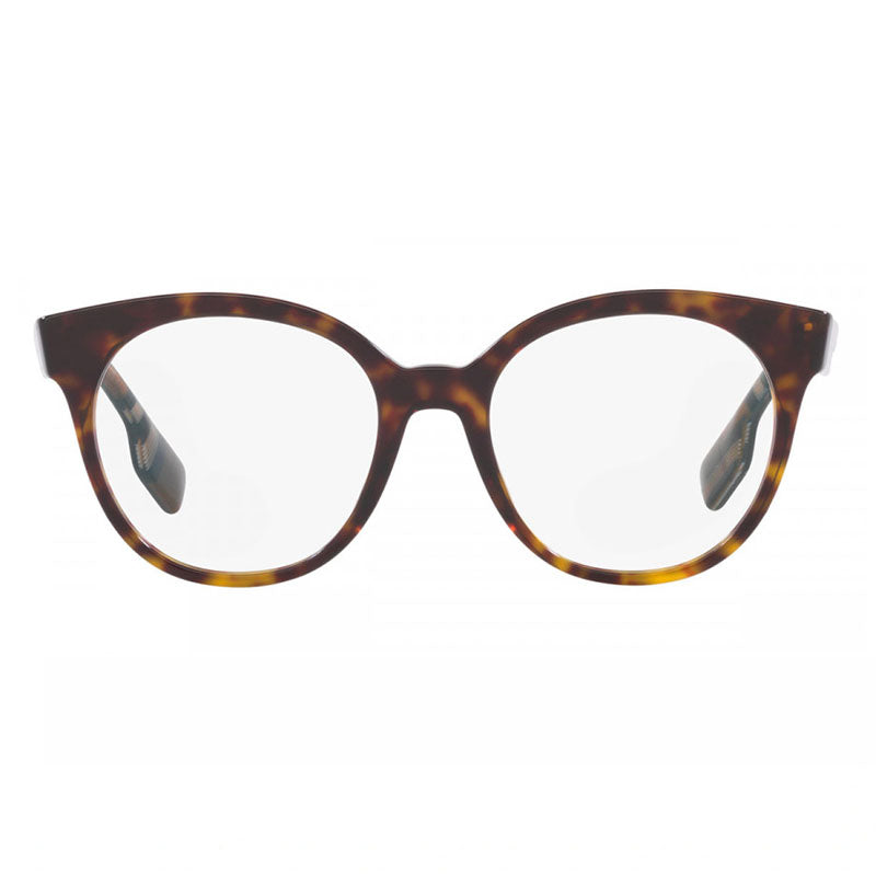 Burberry Eyeglasses Round Full Rim, Black Frame and Clear Demo Lenses Lens BE23563942