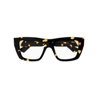 Bottega Veneta Eyeglasses Rectangle Full Rim, Havana Frame and Clear Demo Lenses Lens BV1180O002