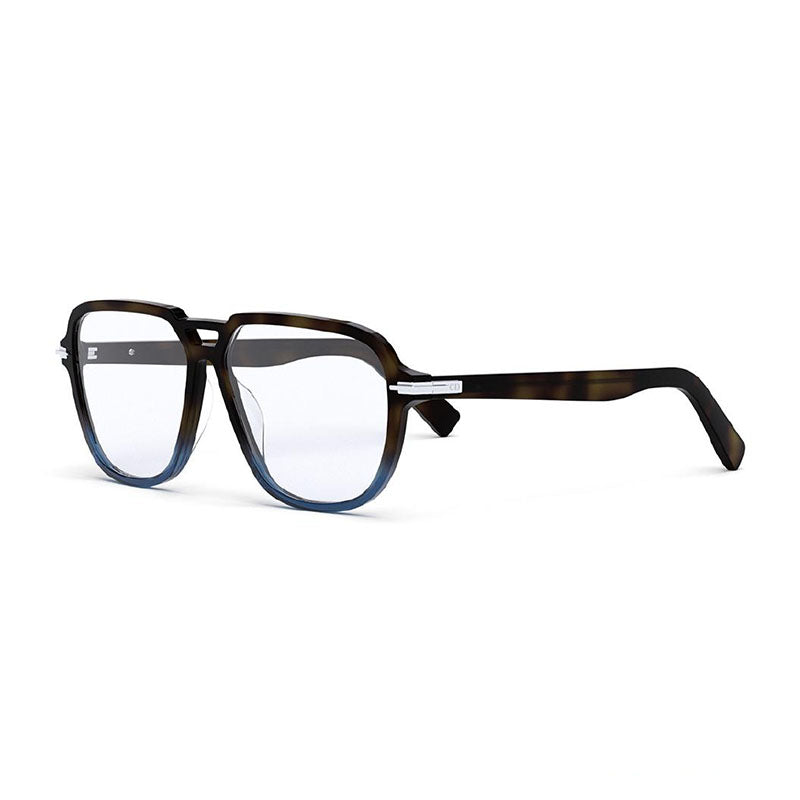 Dior Eyeglasses Aviator Full Rim, Shiny Havana Frame and Clear Demo Lens Lens DIORBLACKSUITOAI2000