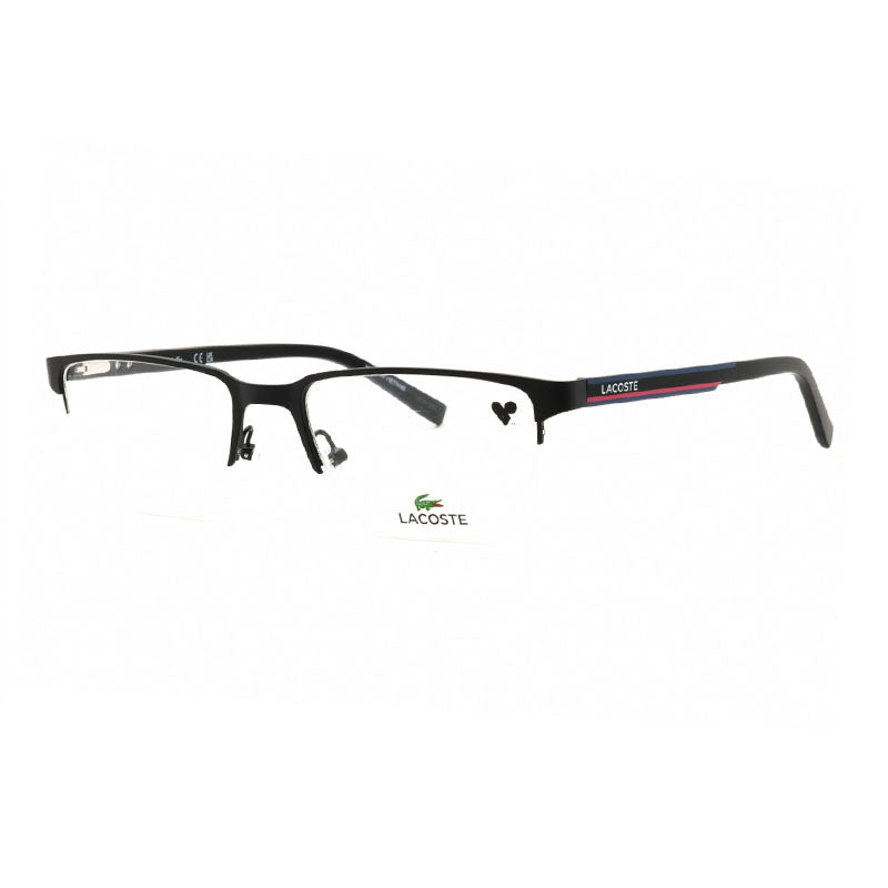 Lacoste Eyeglasses Rectangle Semi Rim, Semi-Matte Brown Frame and Clear Demo Lenses Lens L2279N201