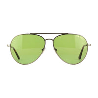 Tom Ford Sunglasses Aviator Full Rim, Shiny Gunmetal Frame and Vintage Green Lens FT099608N