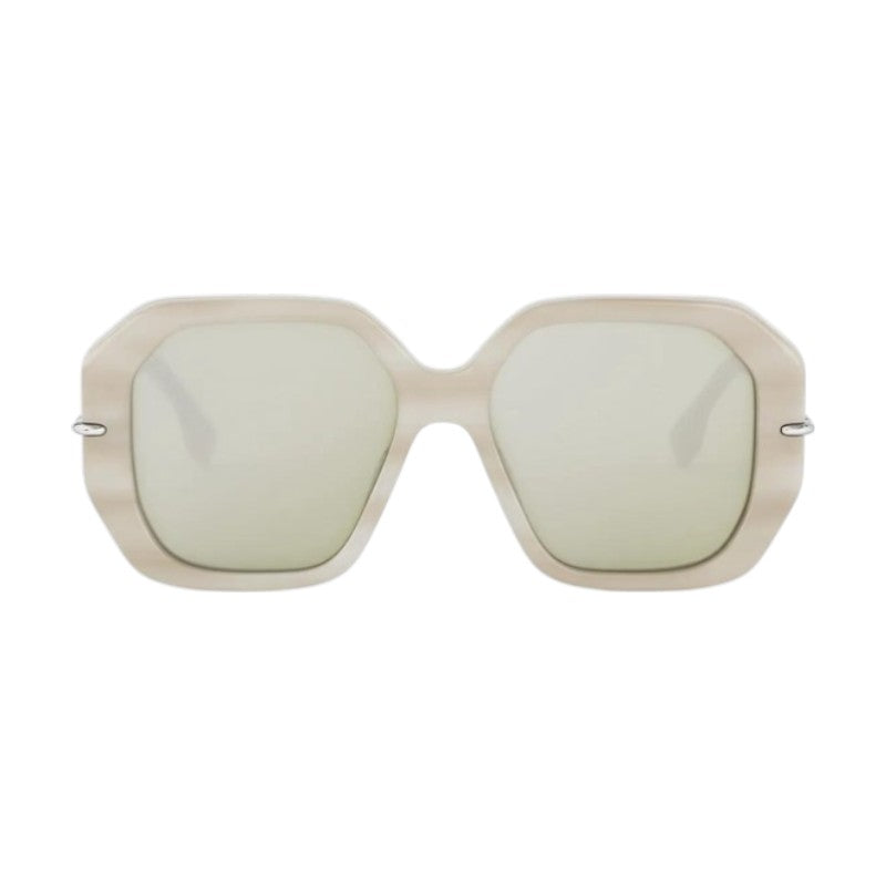 Fendi Fendi Sunglasses Square Full Rim, Shiny Brown Frame and Brown Silver Mirror Lens FE40173I60Q