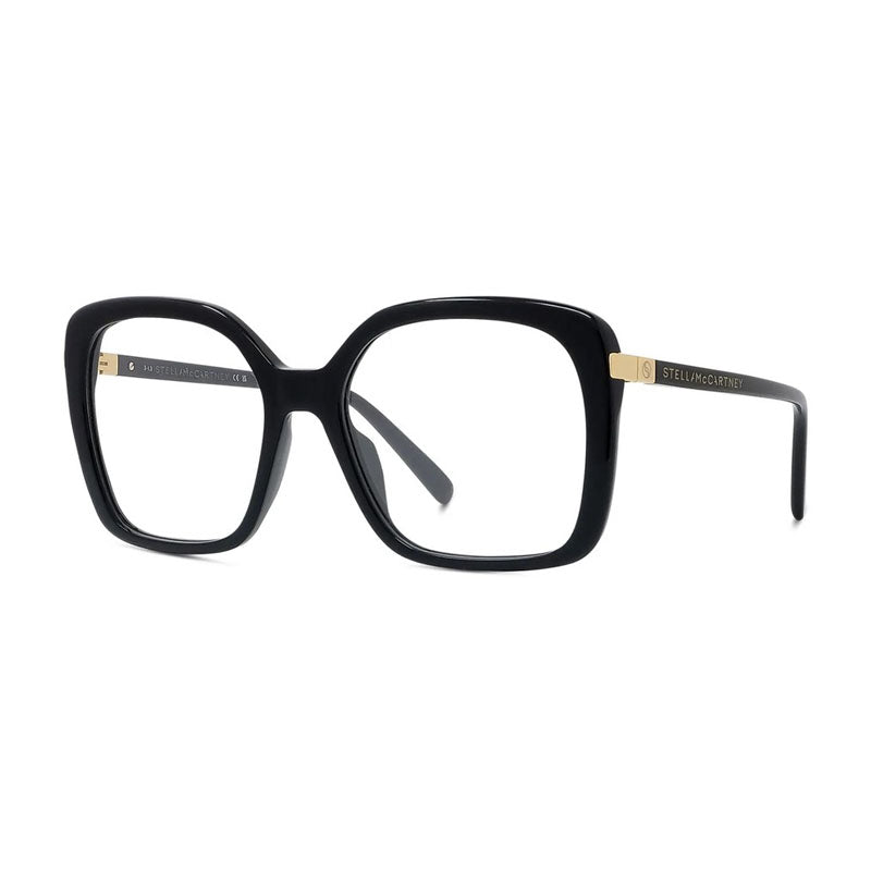 Stella McCartney Stella McCartney Eyeglasses Square Full Rim, Shiny Black Frame and Clear Demo Lens Lens SC50044I001
