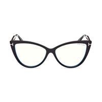 Tom Ford Eyeglasses Cat Eye Full Rim, Black Frame and Clear Blue Light Block Lens FT5843-B005