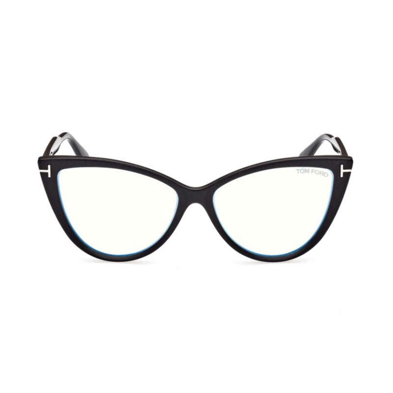 Tom Ford Eyeglasses Cat Eye Full Rim, Black Frame and Clear Blue Light Block Lens FT5843-B005