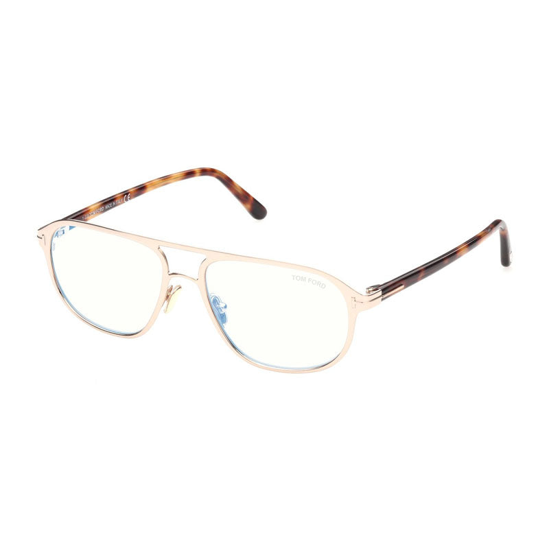 Tom Ford Eyeglasses Aviator Full Rim, Matte Black Frame and Clear Blue Light Block Lens FT5751-B002