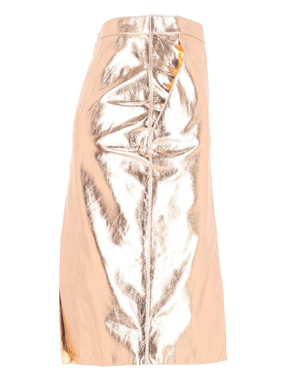 Saint Laurent Women Metallic Leather Pencil Skirt