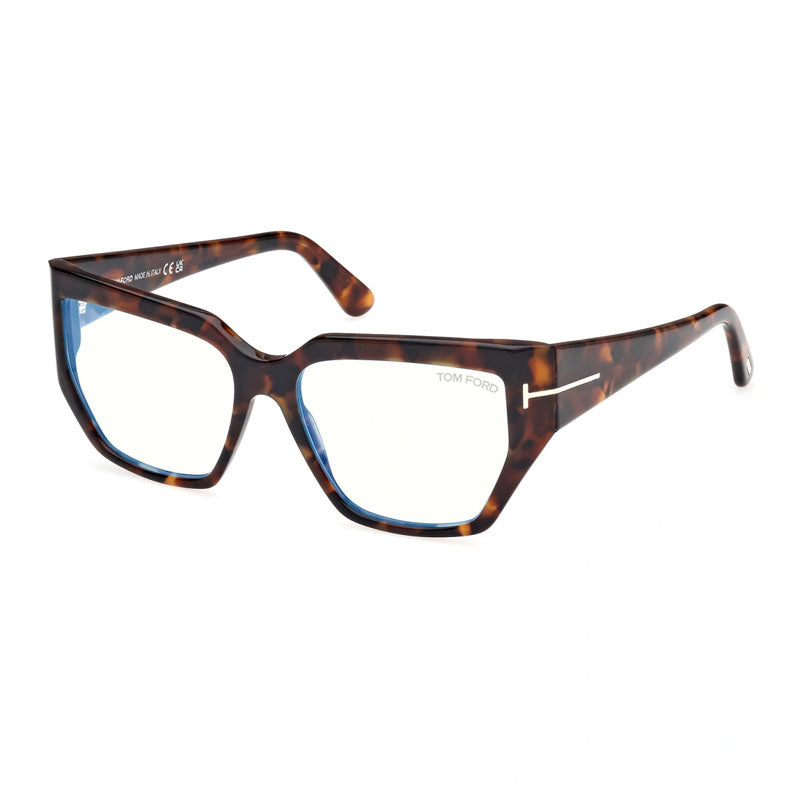 Tom Ford Eyeglasses Square Full Rim, Shiny Black Frame and Clear/Blue-Light Block Lenses Lens FT5951-B001