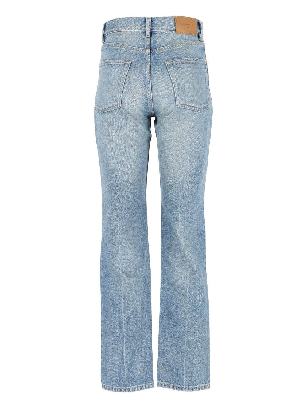 Saint Laurent Saint Laurent Women Straight Jeans In Authentic Medium Blue Denim