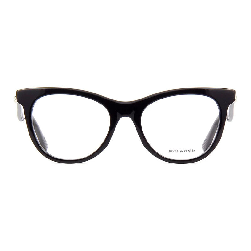 Bottega Veneta Eyeglasses Cat Eye Full Rim, Black Frame and Clear Demo Lenses Lens BV1064O001