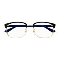 Gucci Eyeglasses Rectangle Full Rim, Gold/Black Frame and Clear Demo Lenses Lens GG0934OA005