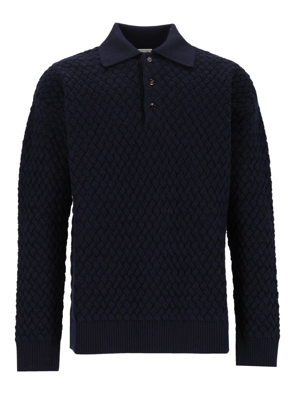 Bottega Veneta Bottega Veneta Men Woven Wool Polo Shirt