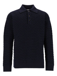 Bottega Veneta Bottega Veneta Men Woven Wool Polo Shirt