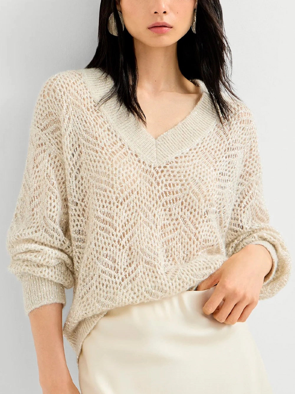 Brunello cucinelli Brunello Cucinelli Women Dazzling Abstract Leaf Sweater