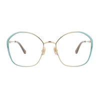 Chloe Chloe Eyeglasses Butterfly Full Rim, Blue/Gold Frame and Clear Demo Lenses Lens CH0017O005