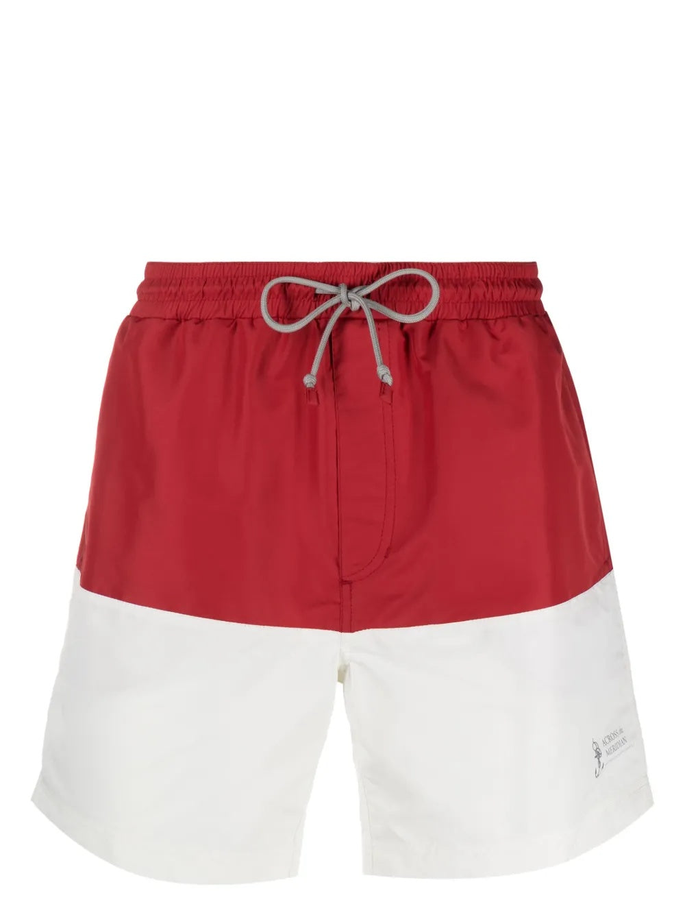 Brunello Cucinelli Color-Block Logo-Embroidered Drawstring Swim Trunks