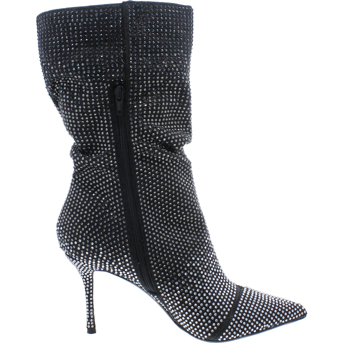 Raquell Womens Rhinestone Manmade Mid-Calf Boots