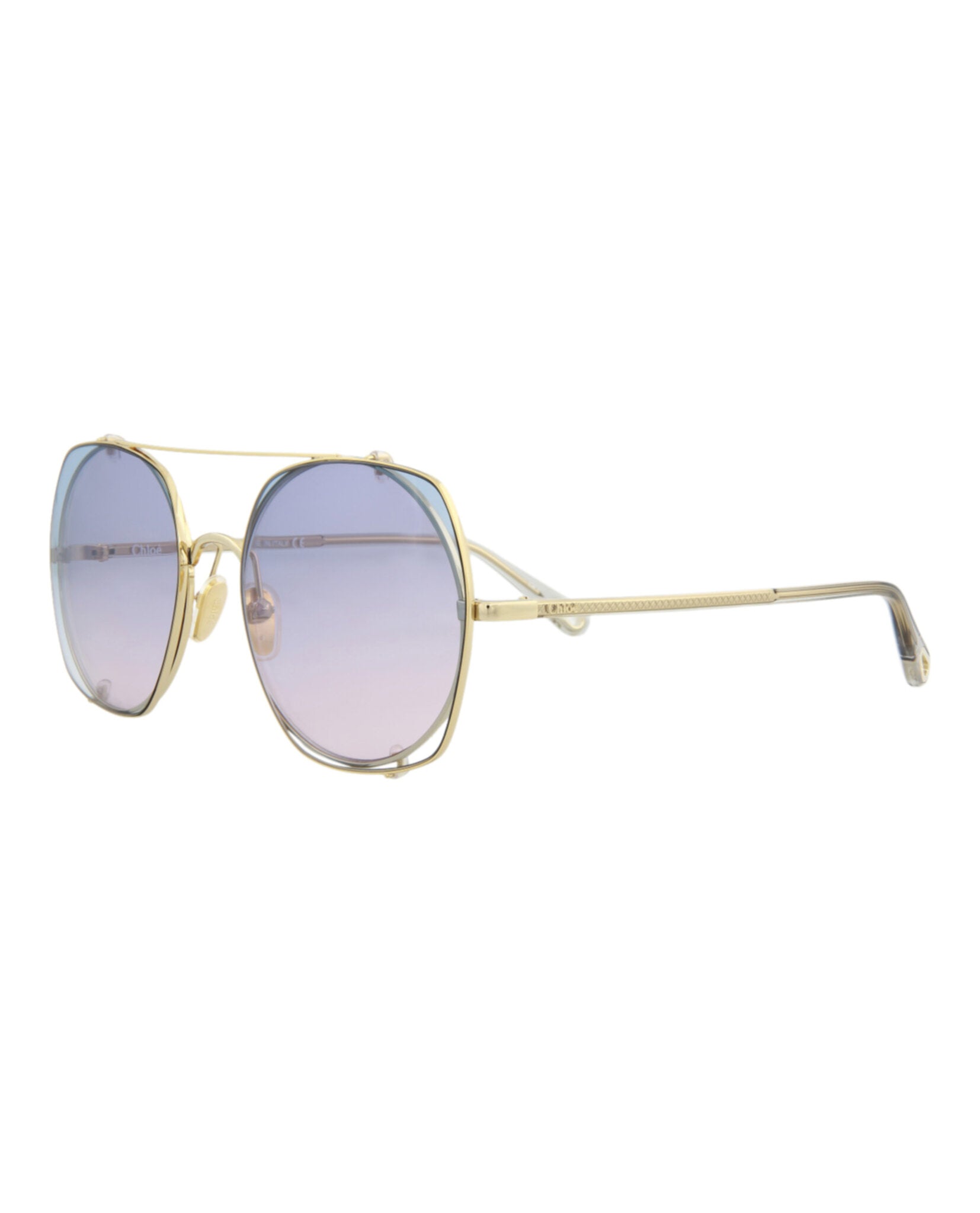 Chloé Womens Square/Rectangle Gold Grey Light Blue Fashion