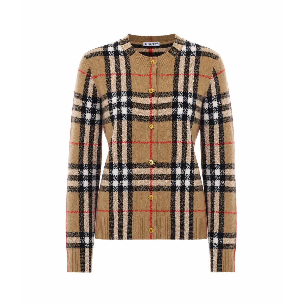 Burberry Women Check Cashmere Cardigan