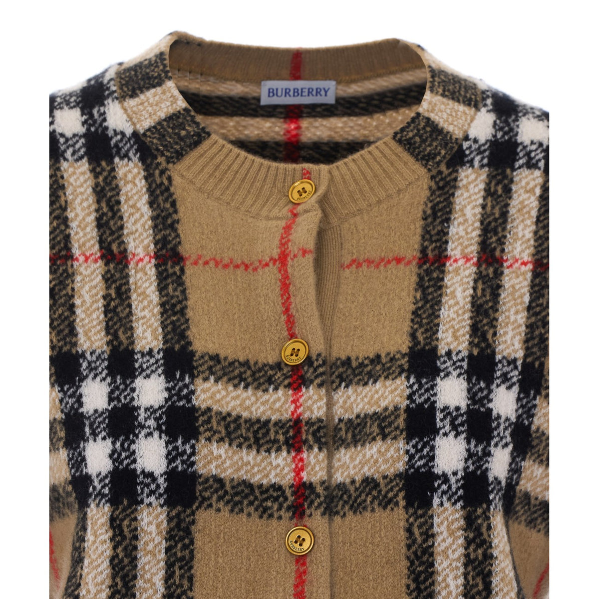 Burberry Women Check Cashmere Cardigan