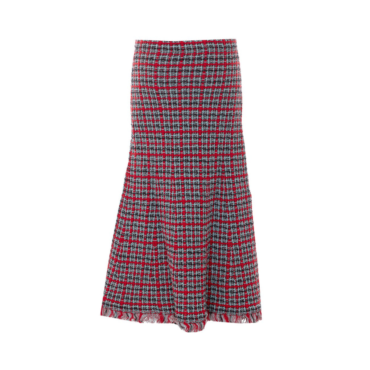 Self Portrait Self Portrait Women Check Frayed Knit Midi Skirt