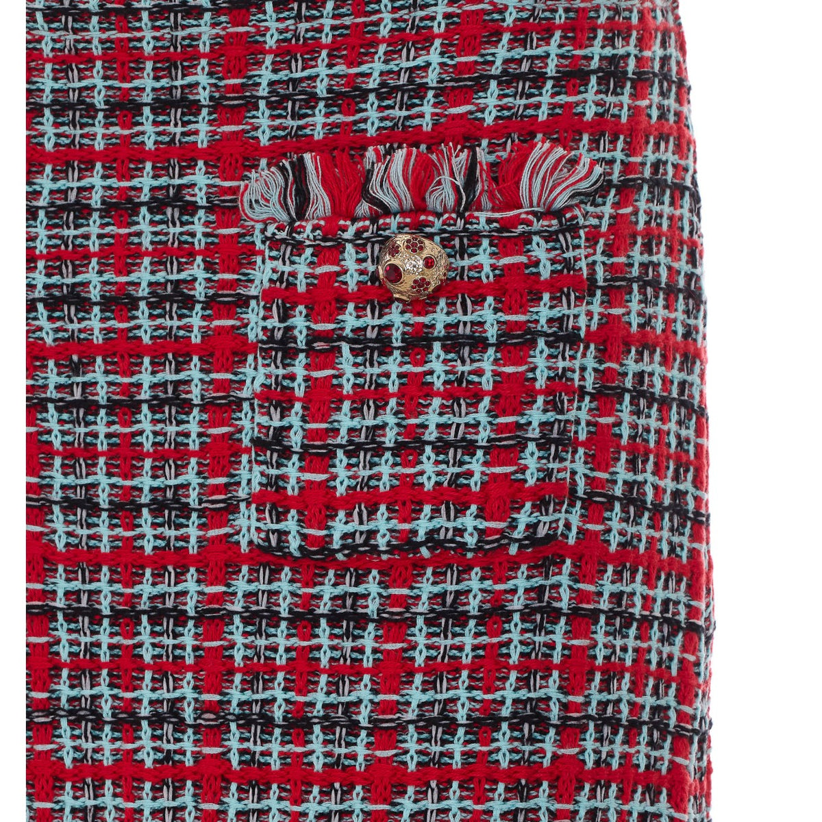 Self Portrait Self Portrait Women Check Frayed Knit Midi Skirt