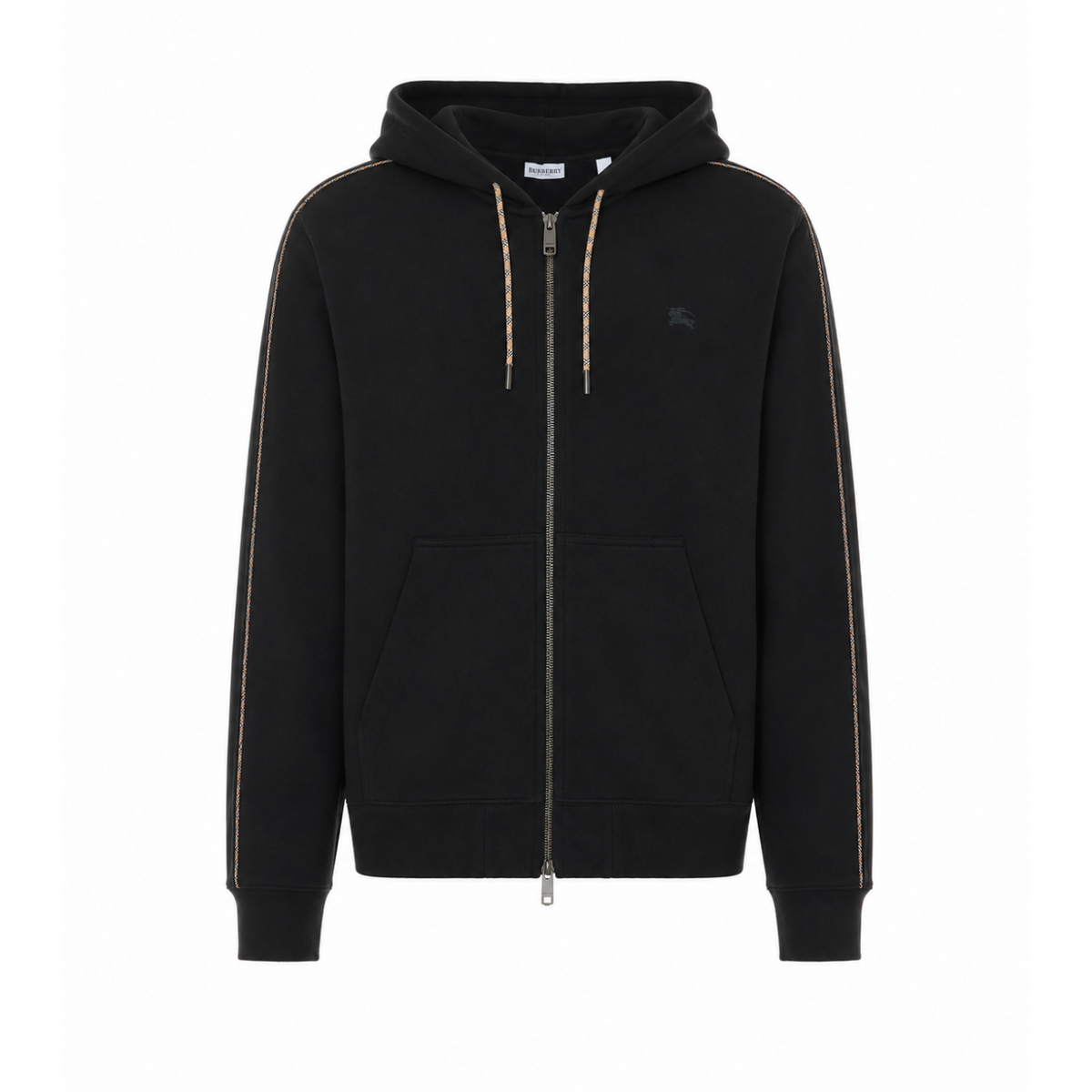 Burberry Men Check Trim Zip Hoodie