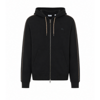 Burberry Men Check Trim Zip Hoodie