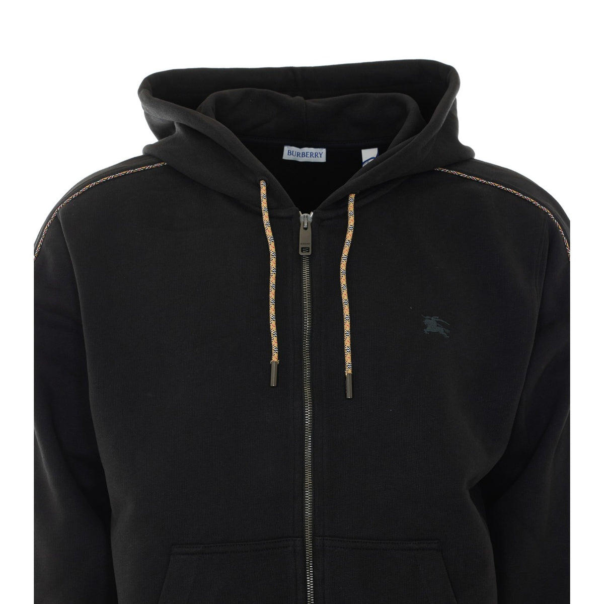 Burberry Men Check Trim Zip Hoodie