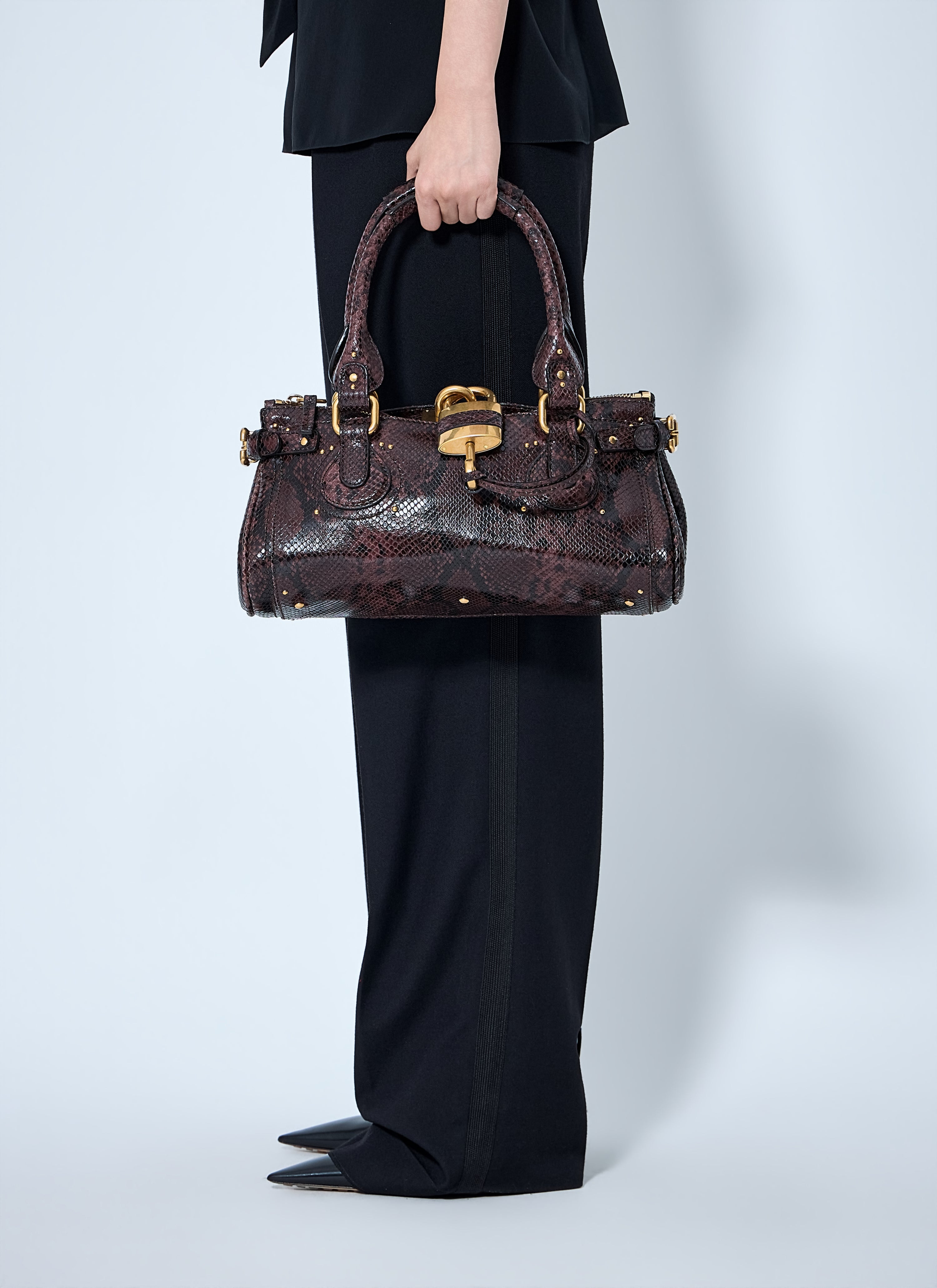 Chloé Chloé Women Paddington Embossed Python Effect Shoulder Bag