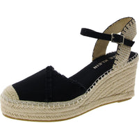 LAKEN Womens Comfort Insole Manmade Wedge Heels Black