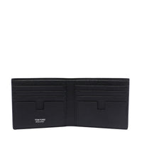 Tom Ford Men Classic Two-Fold Wallet In Leather Fiore With Logo