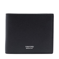 Tom Ford Men Classic Two-Fold Wallet In Leather Fiore With Logo