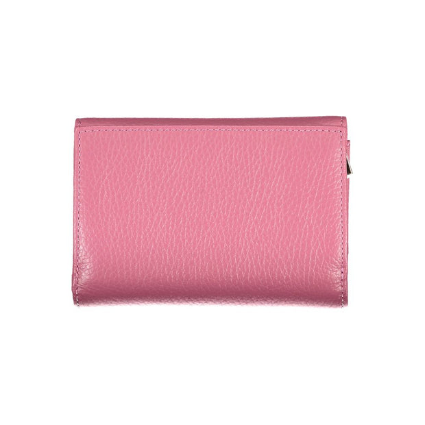 Coccinelle Elegant Pink Leather Wallet with Multiple Women's Compartments