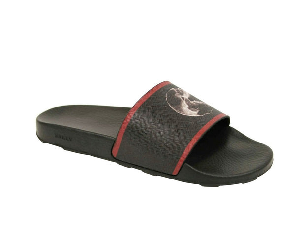 Bally Men's Black Rubber With Logo And Red Edge Consumer Slide Sandals