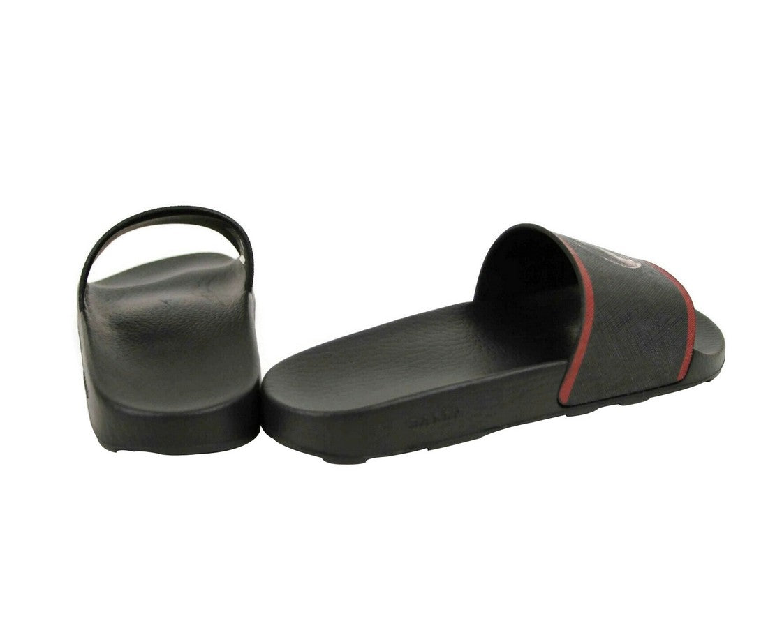 Bally Men's Black Rubber With Logo And Red Edge Consumer Slide Sandals