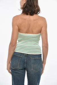 Dior Cotton-Knit Halterneck Top with Awning Pattern