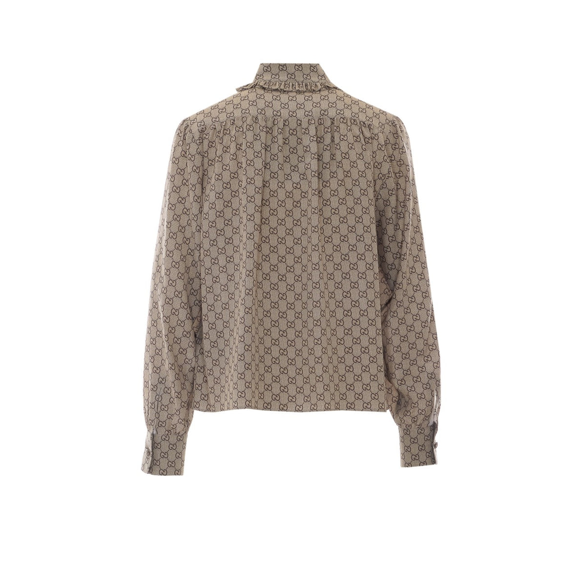 Gucci Women Crepe De Chine Silk Shirt With Gg Print