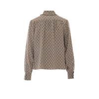 Gucci Women Crepe De Chine Silk Shirt With Gg Print