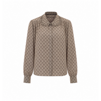 Gucci Women Crepe De Chine Silk Shirt With Gg Print