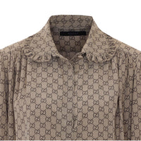 Gucci Women Crepe De Chine Silk Shirt With Gg Print