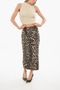 Balmain Cropped Knit Top with All-Over Monogram