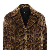 Etro Women Cropped Velvet Coat With Leopard Motif