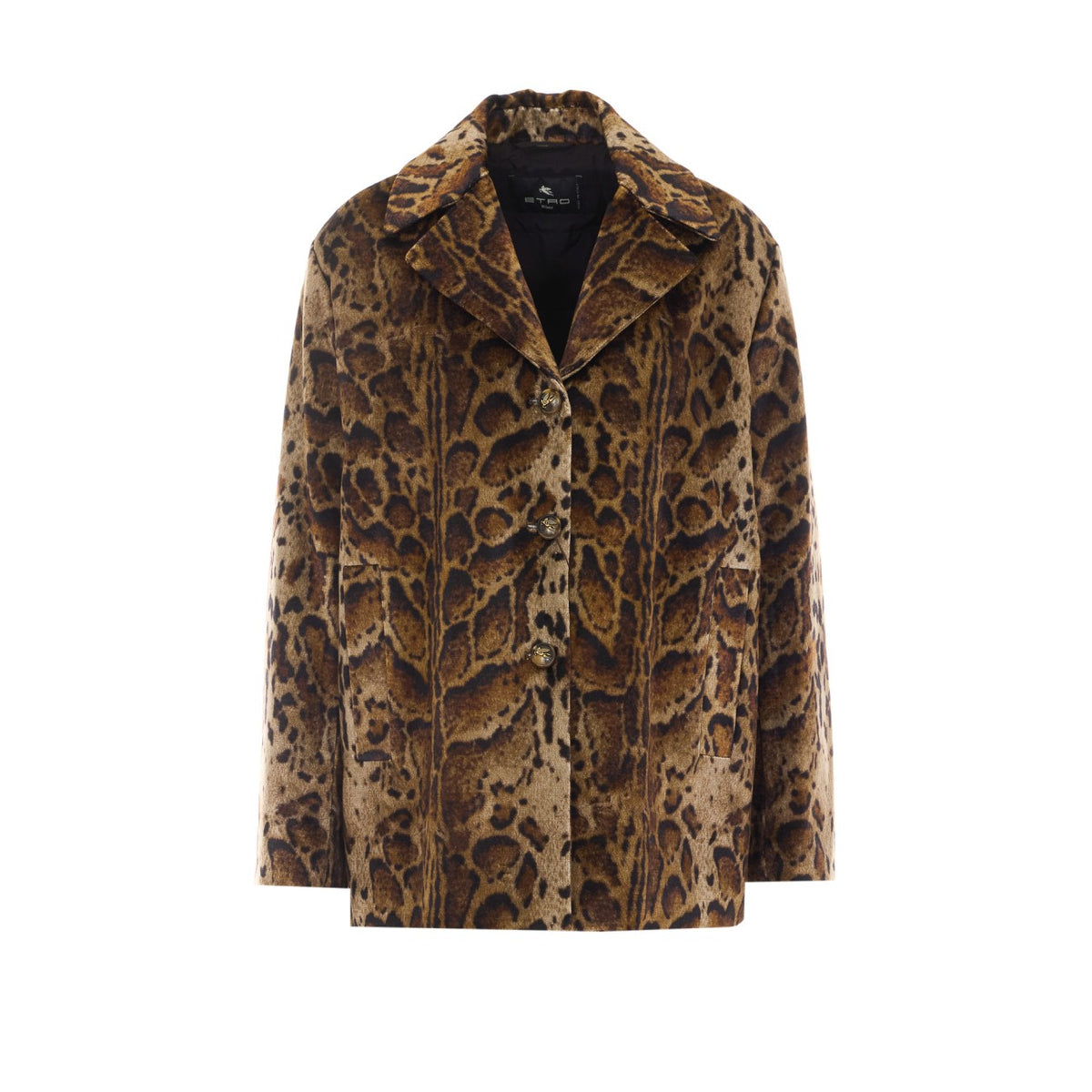 Etro Women Cropped Velvet Coat With Leopard Motif