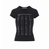 Alexander Wang Women Crystal Hotfix Graphic Fitted T-Shirt With Logo