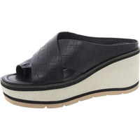 Womens Criss-Cross Wedge Sandals 7 Medium Black